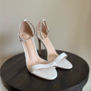 Elegant White Ankle Strap Heels
